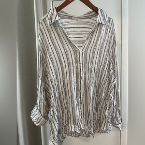 Striped Button-Up Blouse